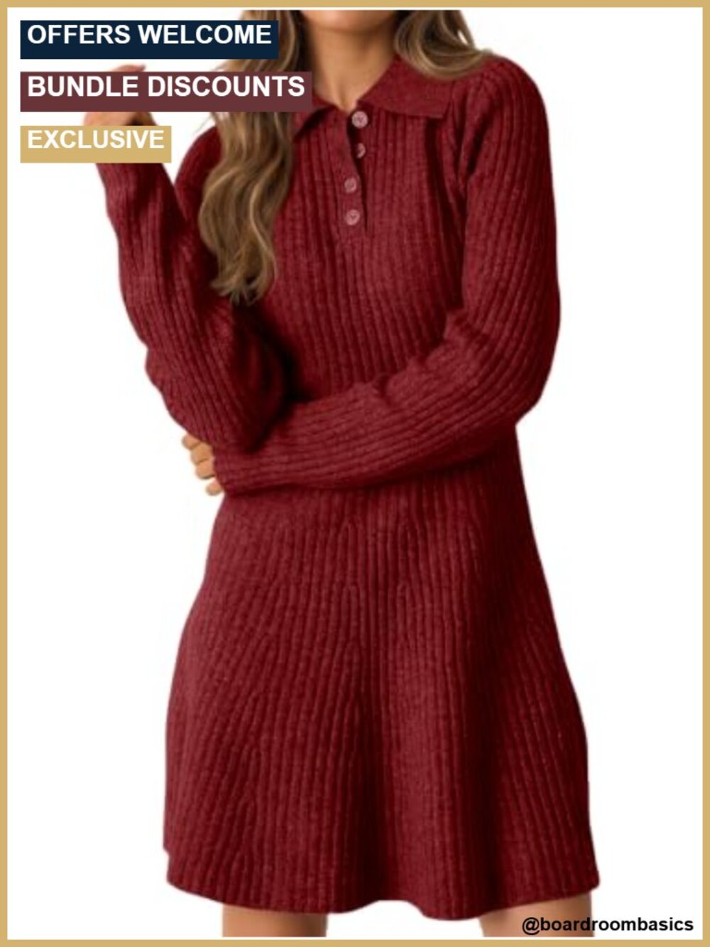 Ribbed Knit Sweater Dress Long Sleeve Button Up Mini Bodycon